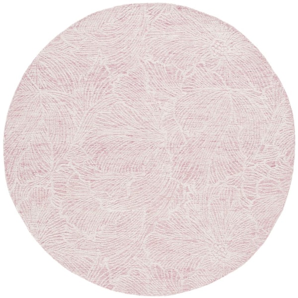 SAFAVIEH Ebony Pink/Ivory 6 ft. x 6 ft. Floral Round Area Rug