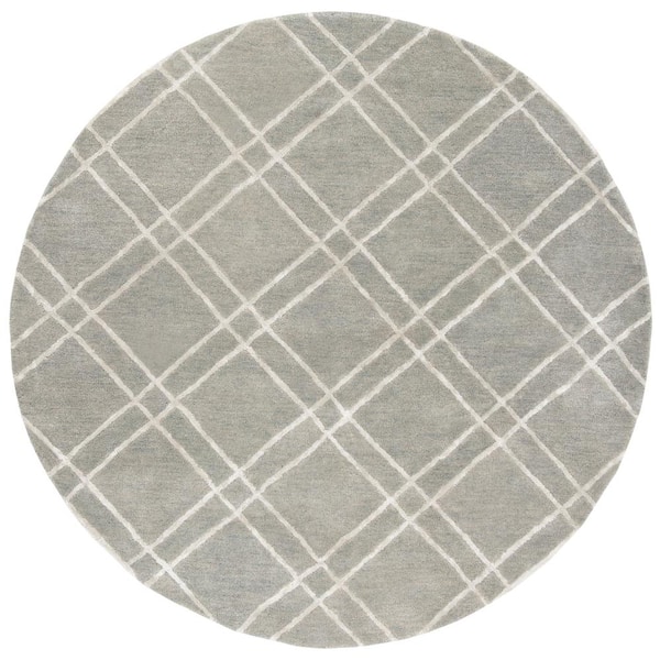 SAFAVIEH Himalaya Gray/Silver 6 ft. x 6 ft. Round Geometric Area Rug