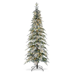 7.5 ft. Pre-Lit Flocked Pencil Spruce Artificial Christmas Tree with 350 Warm White Lights