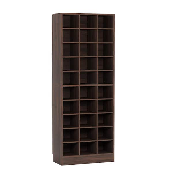 BYBLIGHT 70.86 in. H x 25.6 in. W Espresso 30-Pairs Tall Shoe Storage ...