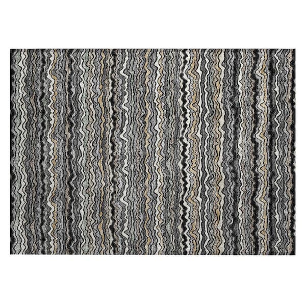 Chantille Machine Washable Indoor/Outdoor Abstract ACN2436 Black 2 ft. x 3 ft. Accent Rug
