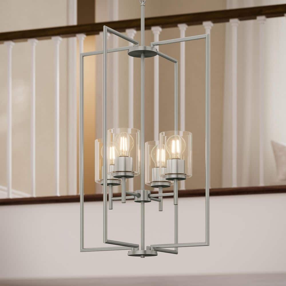 Replay 18 in. 4-Light Brushed Nickel Pendant Light with Clear Glass Shades price history on PriceWatchPro