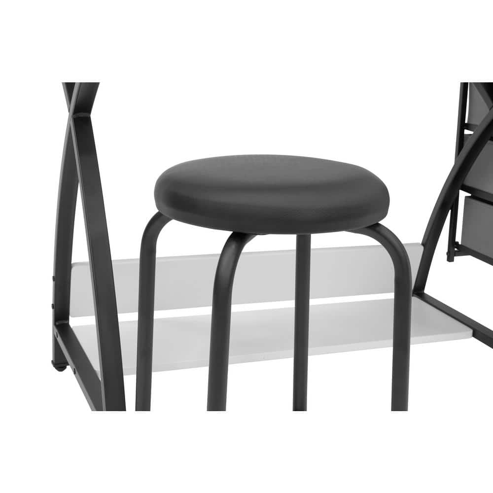 40'' Black & White Adjustable Craft Table with Storage & Padded Stool
