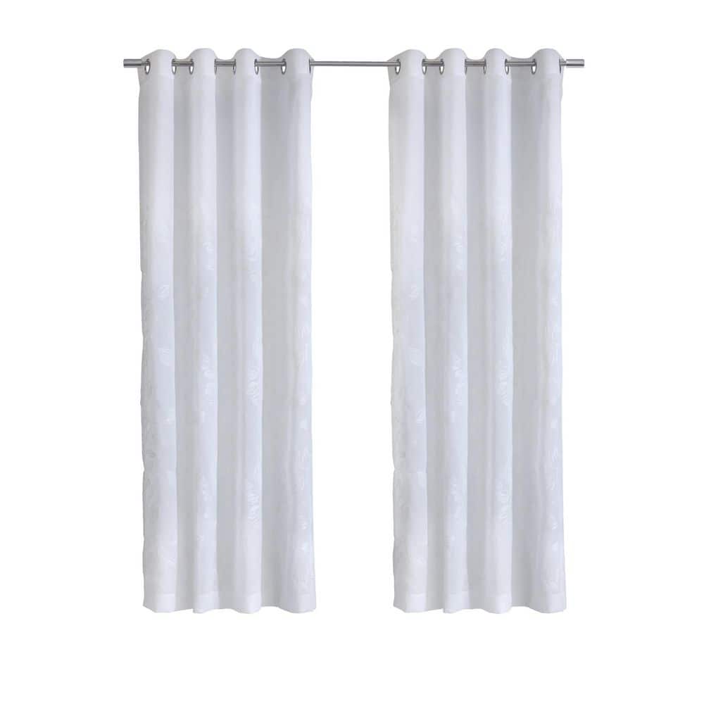 Selina White Polyester Embroidered 52 in. W x 63 in. L Grommet Indoor Sheer Curtain (Single Panel) price history on PriceWatchPro