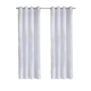 Selina White Polyester Embroidered 52 in. W x 108 in. L Grommet Indoor Sheer Curtain (Single Panel)