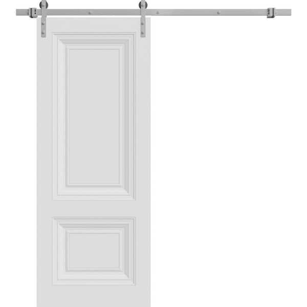 7772 28 in. x 80 in. Sold Core White Color Wood Sliding Barn Door with Hardware Kit