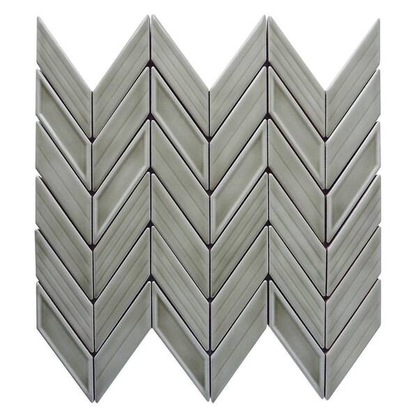 Apollo Tile (Sample) Glacier Blue and White 4-in x 4-in Multi-finish Glass Chevron Mosaic Floor and Wall Tile