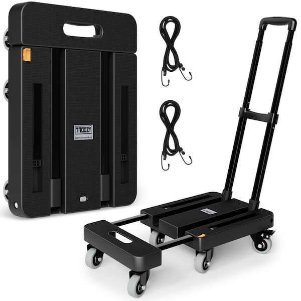 Folding Hand Truck 500 lbs. Capacity, 6-Wheel Platform Dolly with Elastic Ropes for Moving, Luggage and Shopping
