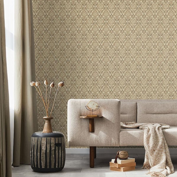 Rattan Lattice Hemp Vinyl Peel and Stick Wallpaper Roll (Covers 30.75 sq. ft.)