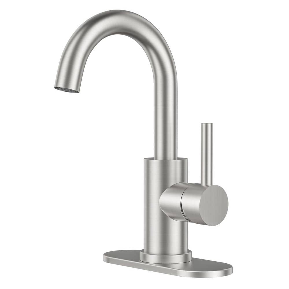 MTTCLE Single Handle Modern Arc Bathroom Sink Faucet with Drain and ...