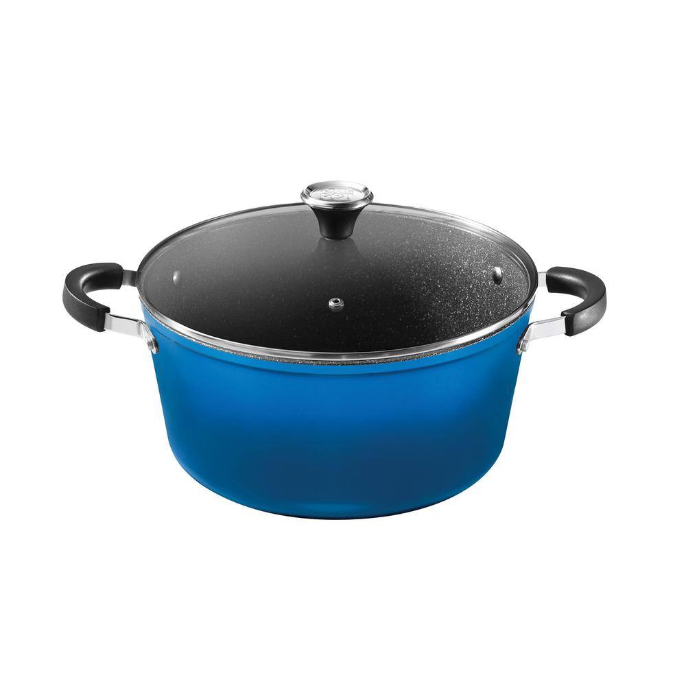 Starfrit The Rock 1 Pot 7.2 Qt. Aluminum Stock Pot In Blue With Vented 