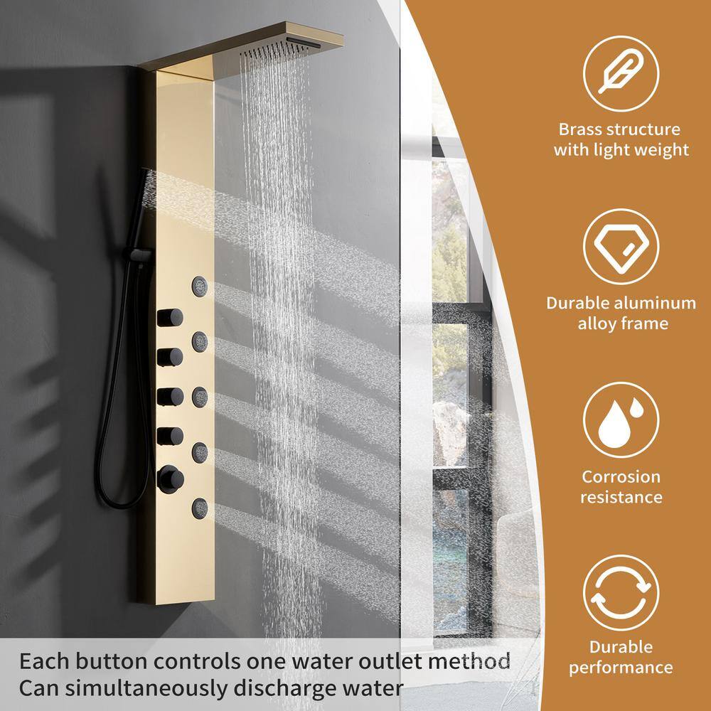 Black Gold Thermostatic Shower Panel with Body Jets