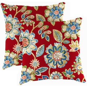 18 in. L x 18 in. W x 4 in. T Outdoor Throw Pillow in Daelyn Cherry (2-Pack)