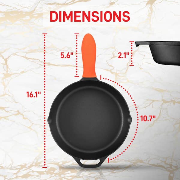 Nutrichef 10 Inch Pre Seasoned Nonstick Cast Iron Skillet Frying Pan  Kitchen Cookware Set W/ Tempered Glass Lid & Silicone Handle Cover (4 Pack)  : Target
