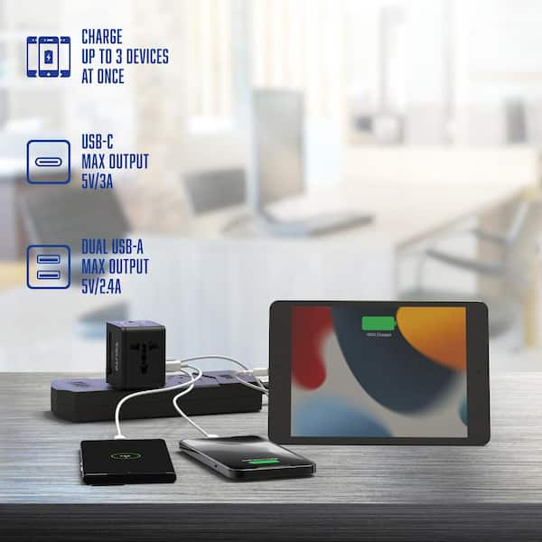 Tzumi Dual USB and USB-C Travel Adapter 8481HD - The Home Depot