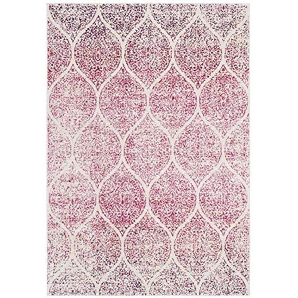 Pink Polypropylene 8 ft. x 10 ft. Oriental Indoor Area Rug