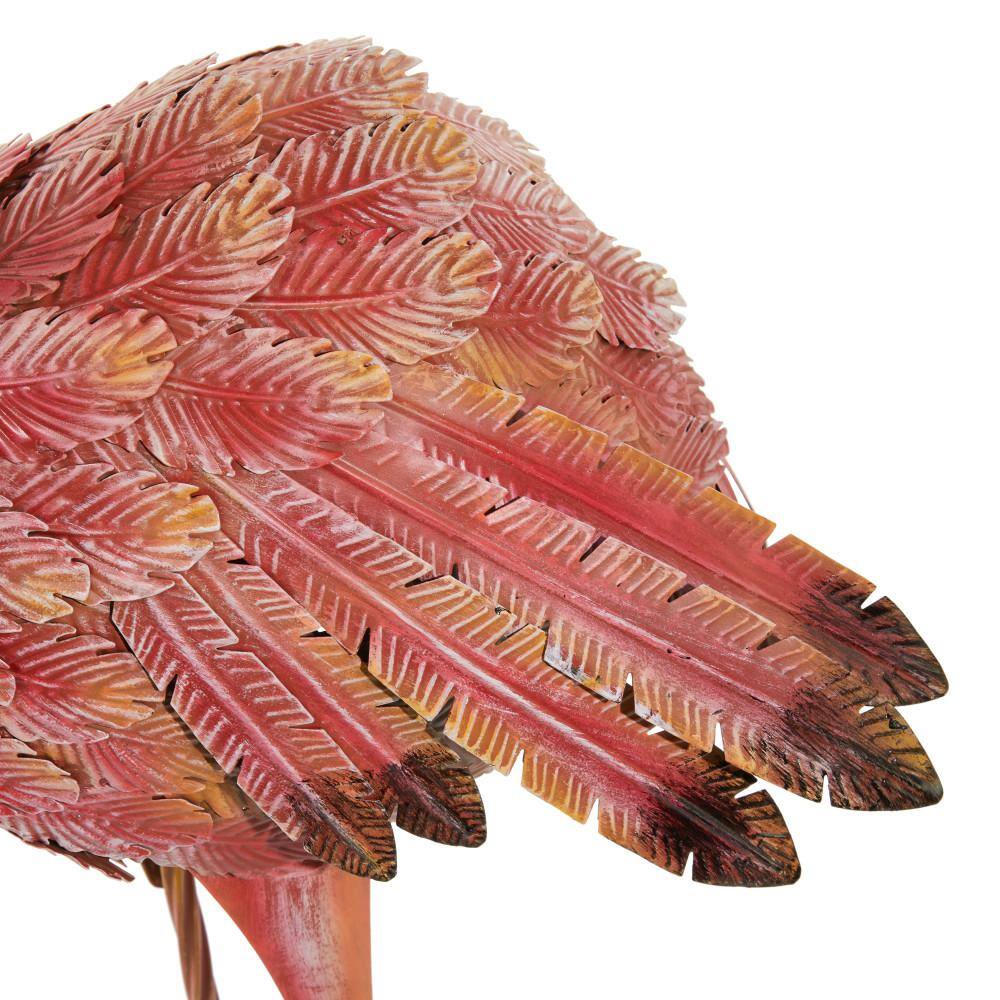 Pink and Yellow Iron Flamingo Garden Sculptures, Set of 2
