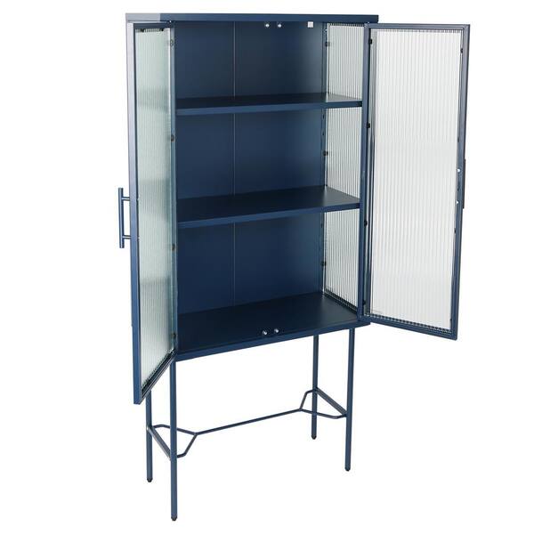 Unbranded 27.6 in. W x 12.68 in. D x 59.3 in. H Bathroom Blue Linen Cabinet