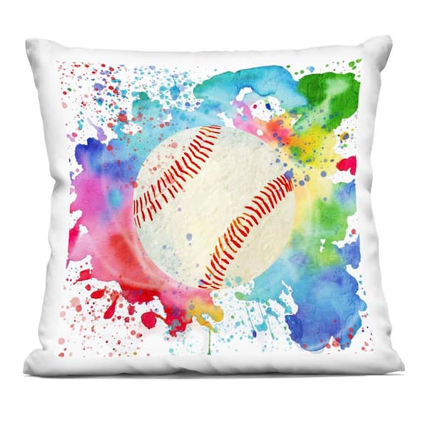 Stupell Industries Soccer Sport Splash Blue Abstract Polyester 18 in. x 18 in. Throw Pillow
