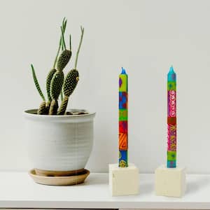 (Shahida Design Unscented Hand-Painted Dinner Candles in Multi-Colored (Set of 2)