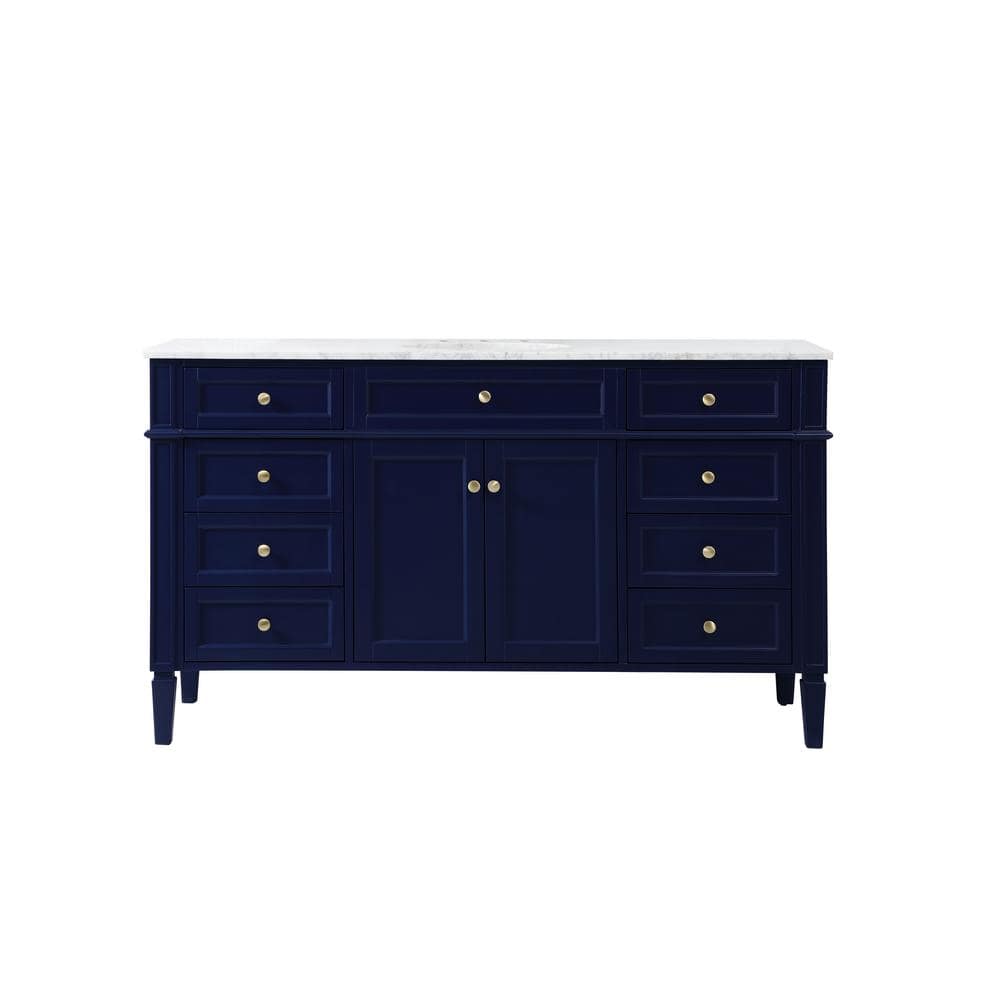 Simply Living 60 in. W x 21.5 in. D x 35 in. H Bath Vanity in Blue with Car