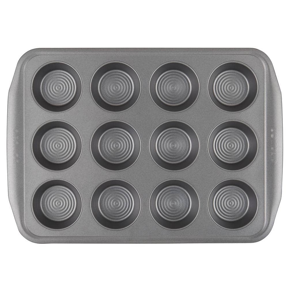 Gray Nonstick 12-Cup Steel Muffin Pan