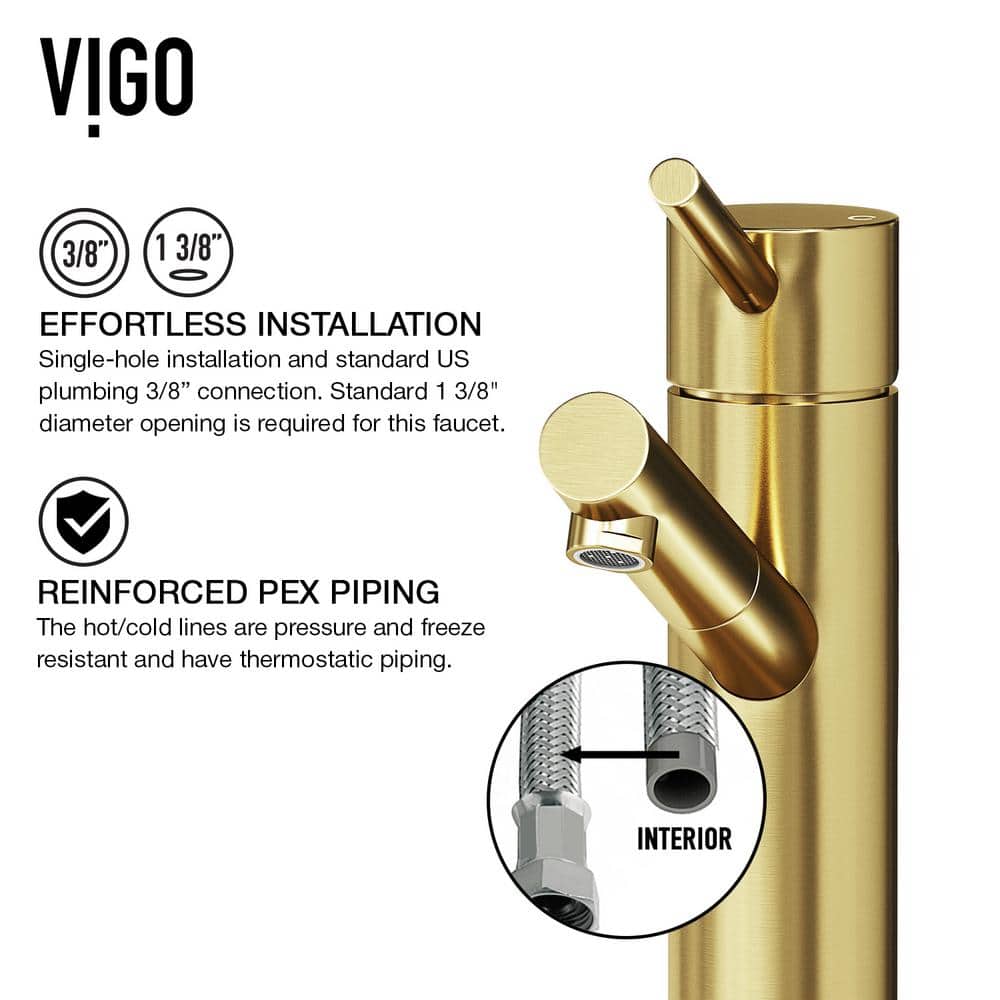 Noma 7.75" Matte Gold Single Handle Deck-Mount Bathroom Faucet