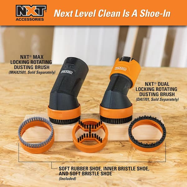 RIDGID NXT Rotating Dusting Brush Shoe Kit with Rubber, Soft