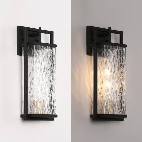 LNC Modern Black Outdoor Wall Lantern Sconce with Textured Seeded