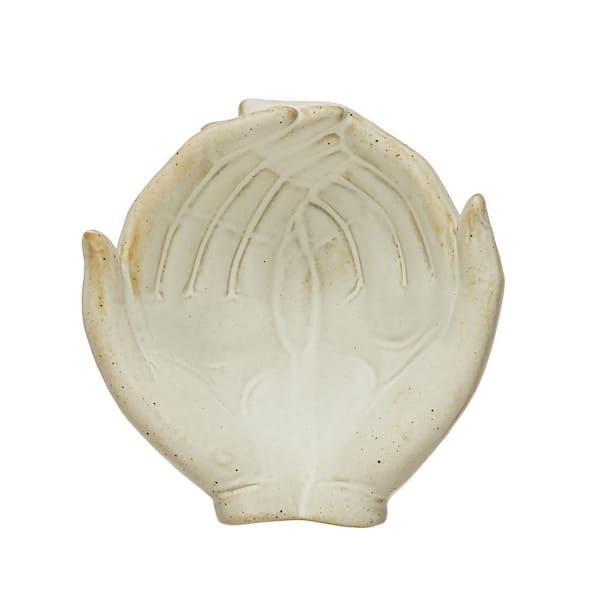Storied Home 5 in. Reactive Glaze White Stoneware Hands Serving Bowls