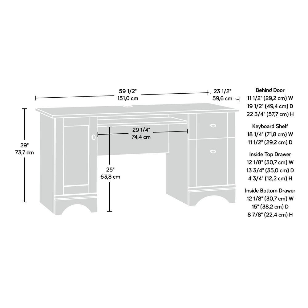 Soft White Multifunctional Computer Desk with Cherry Accent and Storage