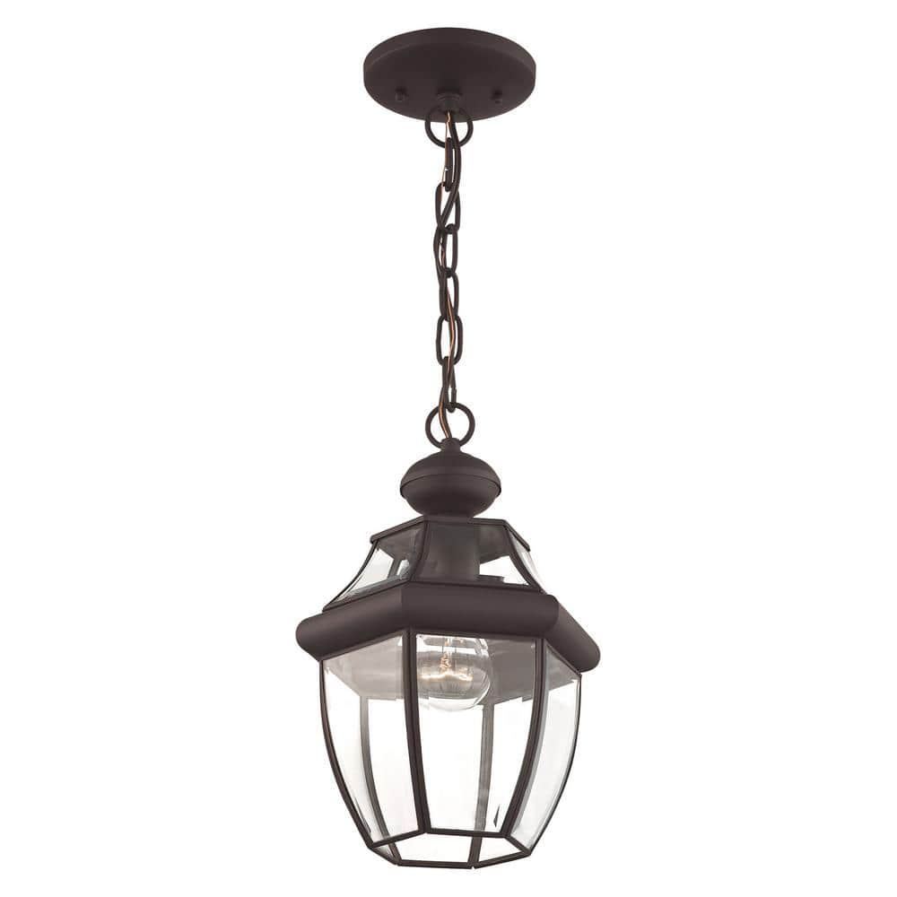 Bronze Clear Glass Outdoor Hanging Pendant Light