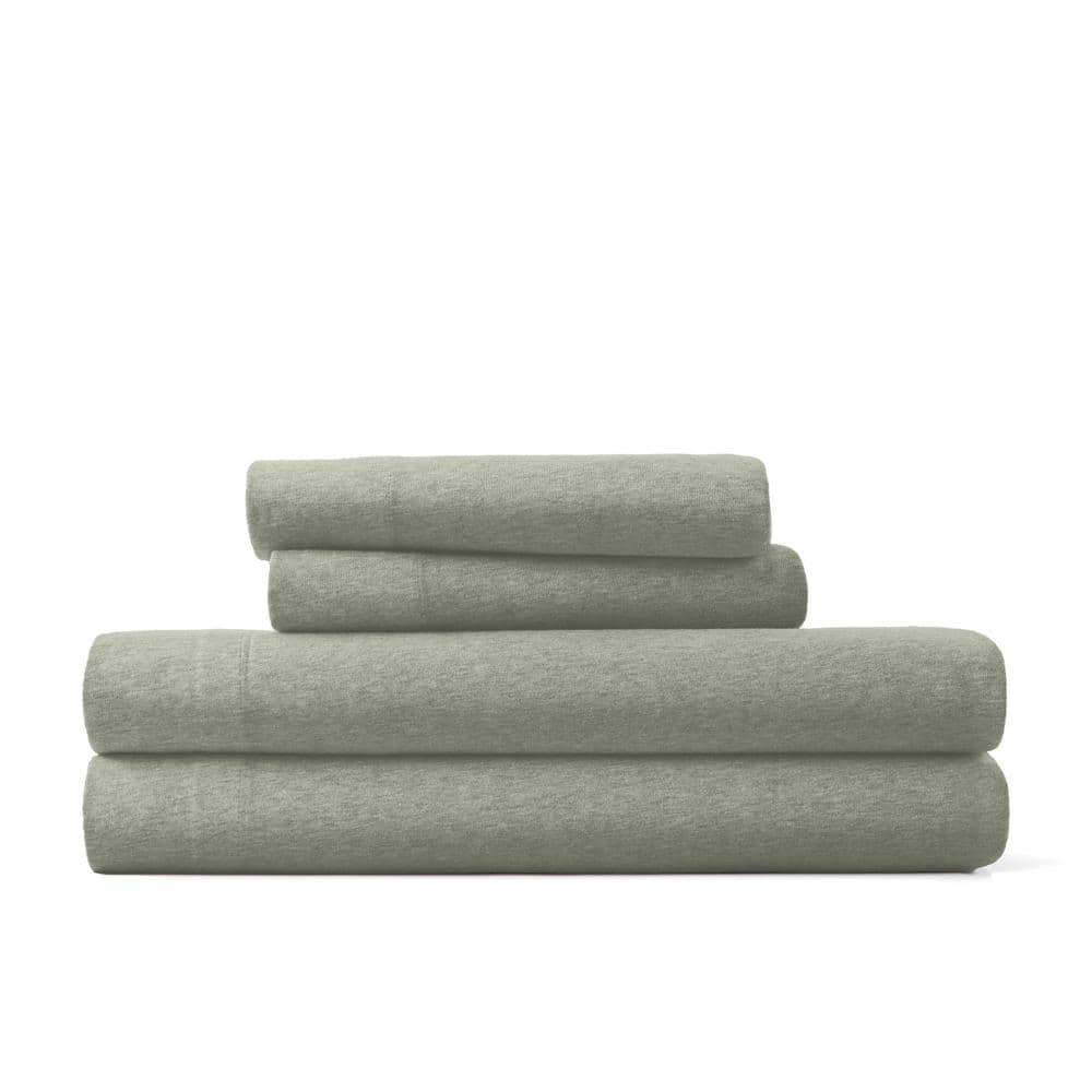 Sage Twin Cotton Jersey Knit Sheet Set
