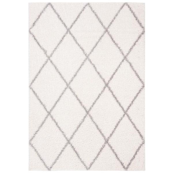 SAFAVIEH Parma Shag Cream/Gray 5 ft. x 8 ft. Geometric Area Rug