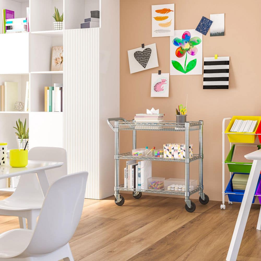Heavy-Duty UltraZinc Steel Utility Cart with Adjustable Shelves
