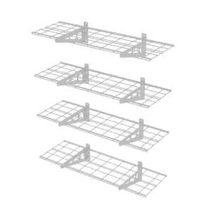 4-Pack 12 in. x 36 in. Steel Garage Wall Shelf with Brackets in White