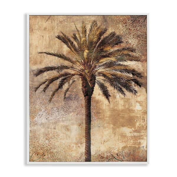 Stupell Industries Distressed Palm Tree by Dan Sproul White Framed Nature Giclee Art Print 20 in. x 16 in.