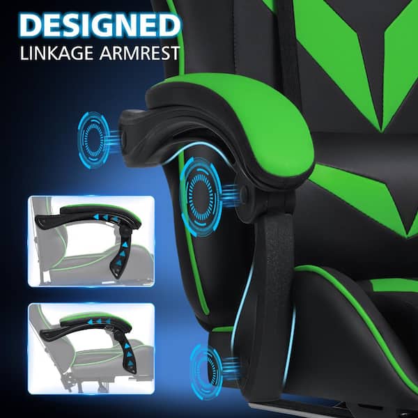 Hoffree Faux Leather Massage Reclining Ergonomic Gaming Chair in