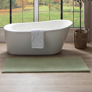 Homespun Noodle 24 in. x 60 in. Oregano Green Polyester Machine Washable Bath Mat