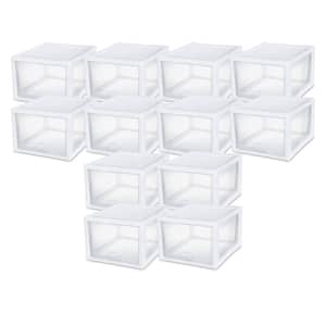 27 Qt. Single Box Modular Stacking Storage Container Clear (12-Pack)