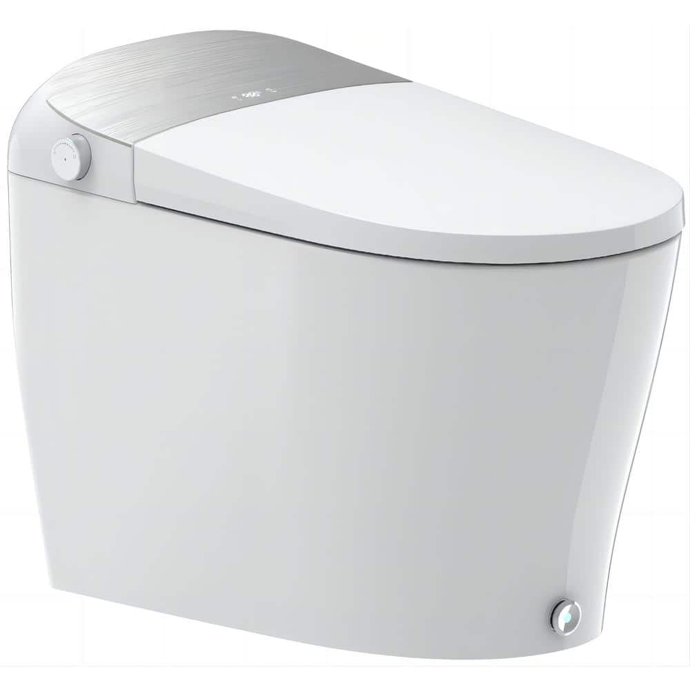 Hanikes Tankless Elongated Smart Toilet Bidet 1.27 GPF in White with ...