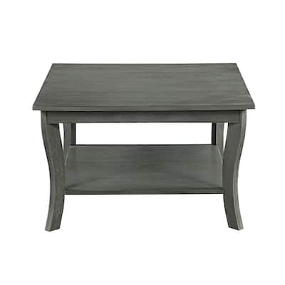 American Heritage 30 in.(L) Wire Brush Dark Gray 18 in.(H) Square Wood Coffee Table with Two Tiers