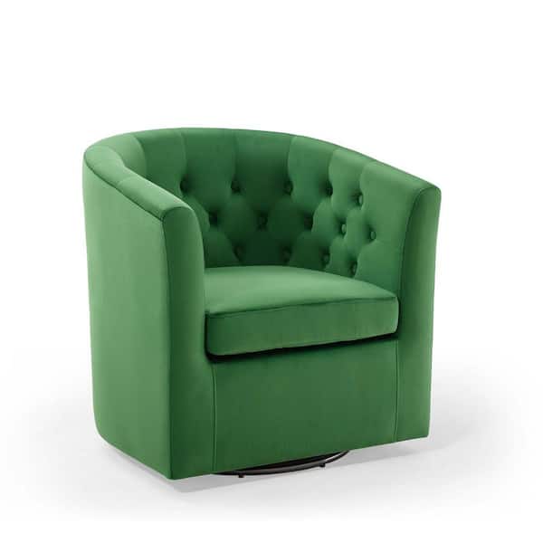 MODWAY Prospect Emerald Tufted Performance Velvet Swivel Armchair