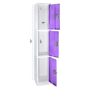 629-Series 72 in. H 3-Tier Steel Key Lock Storage Locker Free Standing Cabinets for Home, School, Gym in Purple (2-Pack)