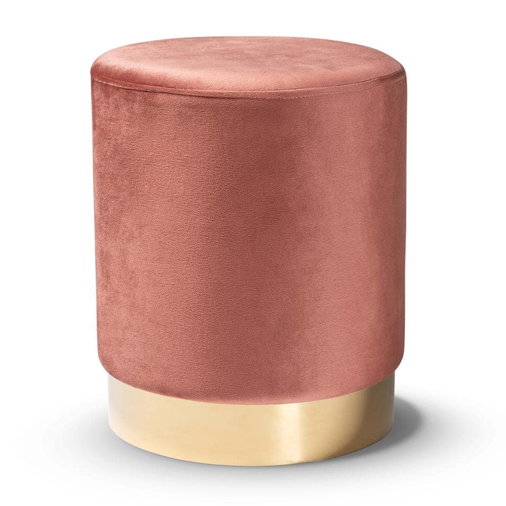 Baxton Studio Chaela Blush Pink and Gold Ottoman 198 12207 HD The Home Depot