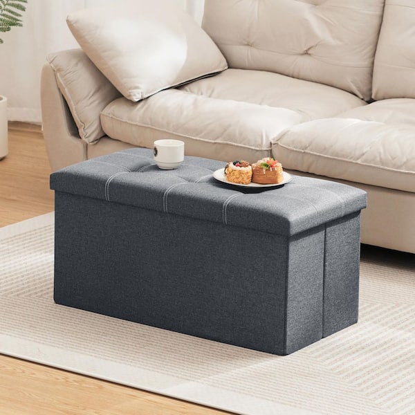 Lusimo 30 in. W Dark Gray Linen Bedroom Bench with Storage Space