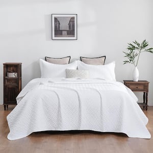 3-Piece White Polyester Full Size Comforter Set