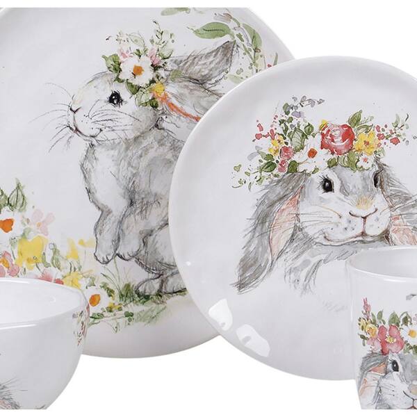 Certified International Sweet Bunny 16-Piece Seasonal Multicolored