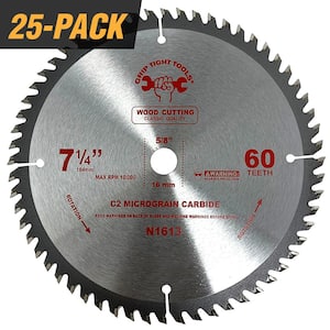 7-1/4 in. Classic 60-Tooth Tungsten Carbide Tipped Circular Saw Blade for Cutting Wood (25-Pack)