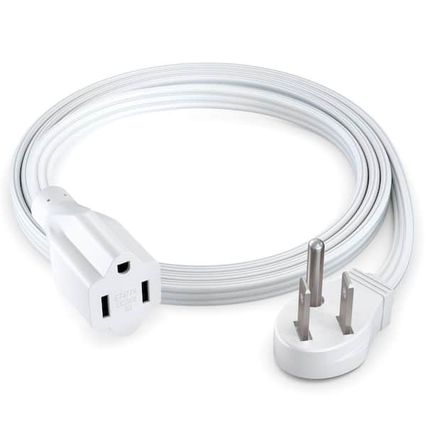 MAXIMM 4 ft. 16/3 Light Duty Indoor Extension Cord Angled Flat Plug Flat Wire, 13Amps, White